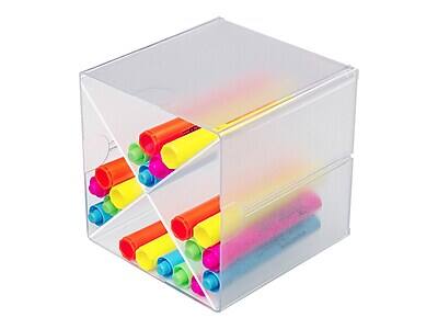 Alt View 6. Deflecto - Deflect-O Cube 4 Compartment Stackable Plastic Compartment Storage, Clear (350201) - Clear.