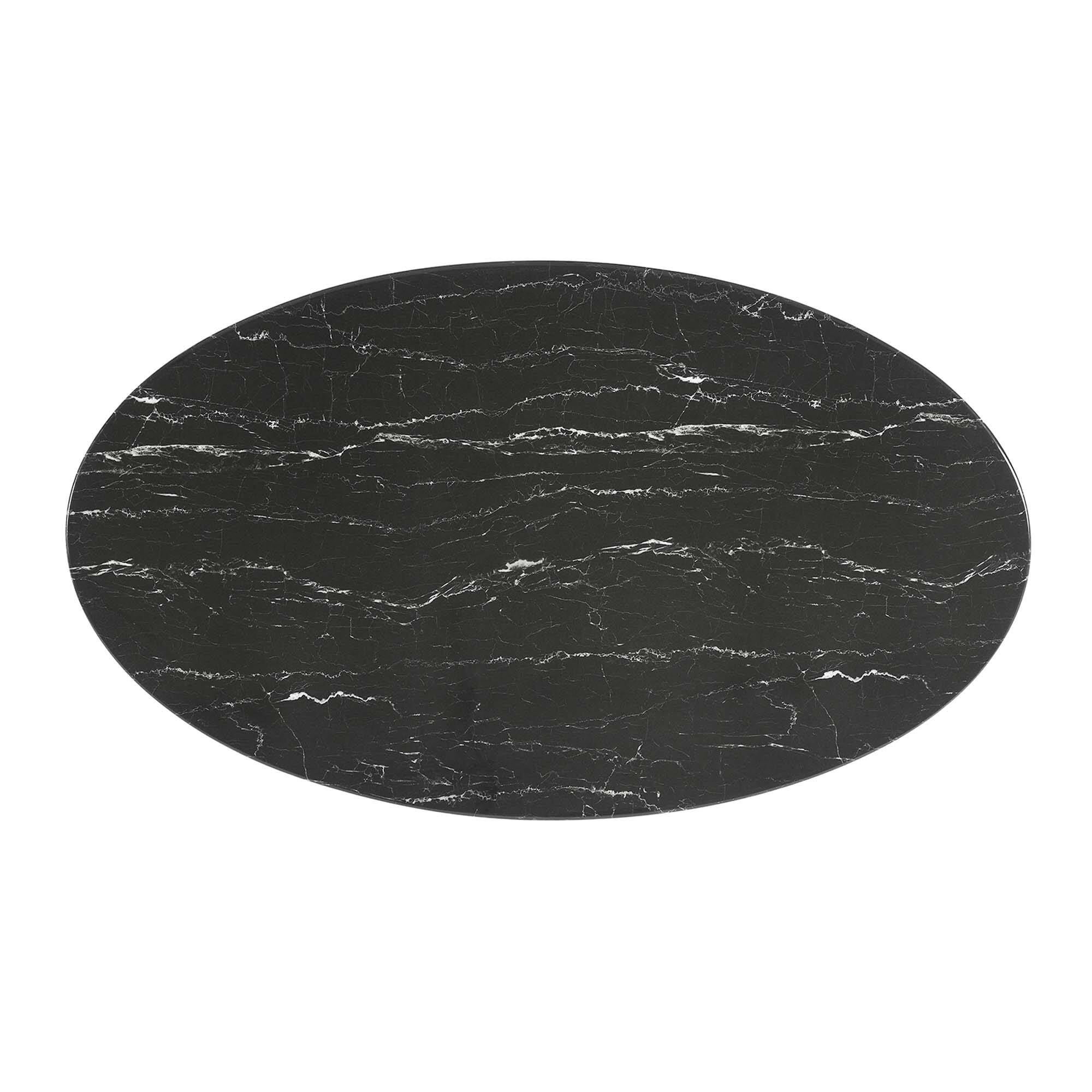 Back. Modway - Lippa 54" Oval Faux Marble Dining Table by Modway - White Black.