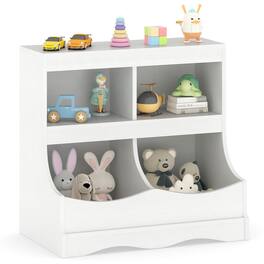 Costway - Toy Storage Organizer for Toys & Books 4-Cubby Kids Bookcase for Children's Room - White