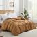 Angle. Puredown - Puredown Luxurious 300TC 100% Organic Cotton Down Feather Fiber Comforter, Fawn, California King - Fawn.