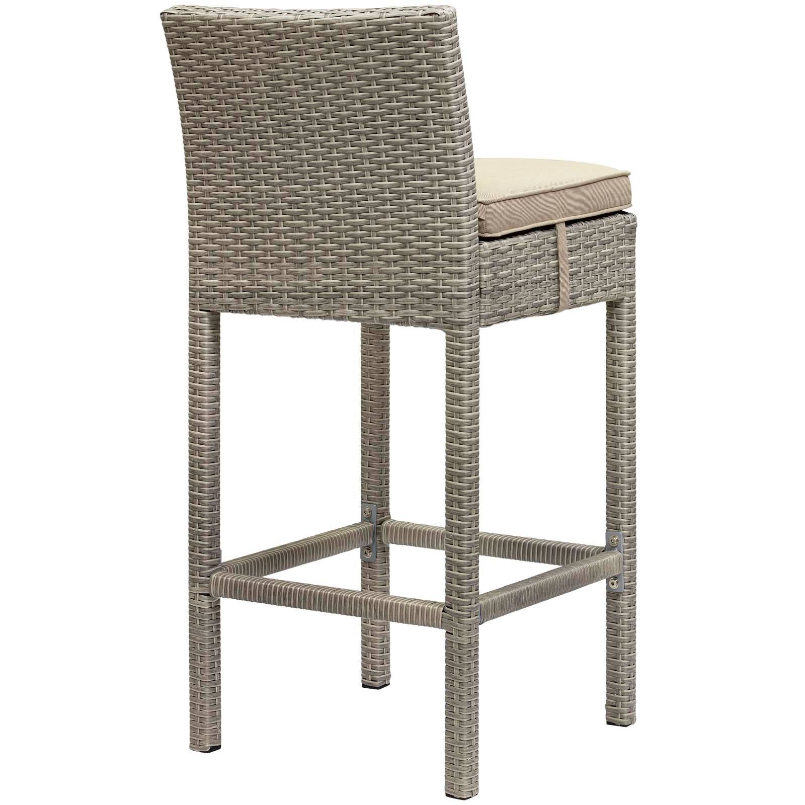 Alt View 1. Modway - Conduit Outdoor Patio Wicker Rattan Bar Stool Set of 4 by Modway - Light Gray Beige.