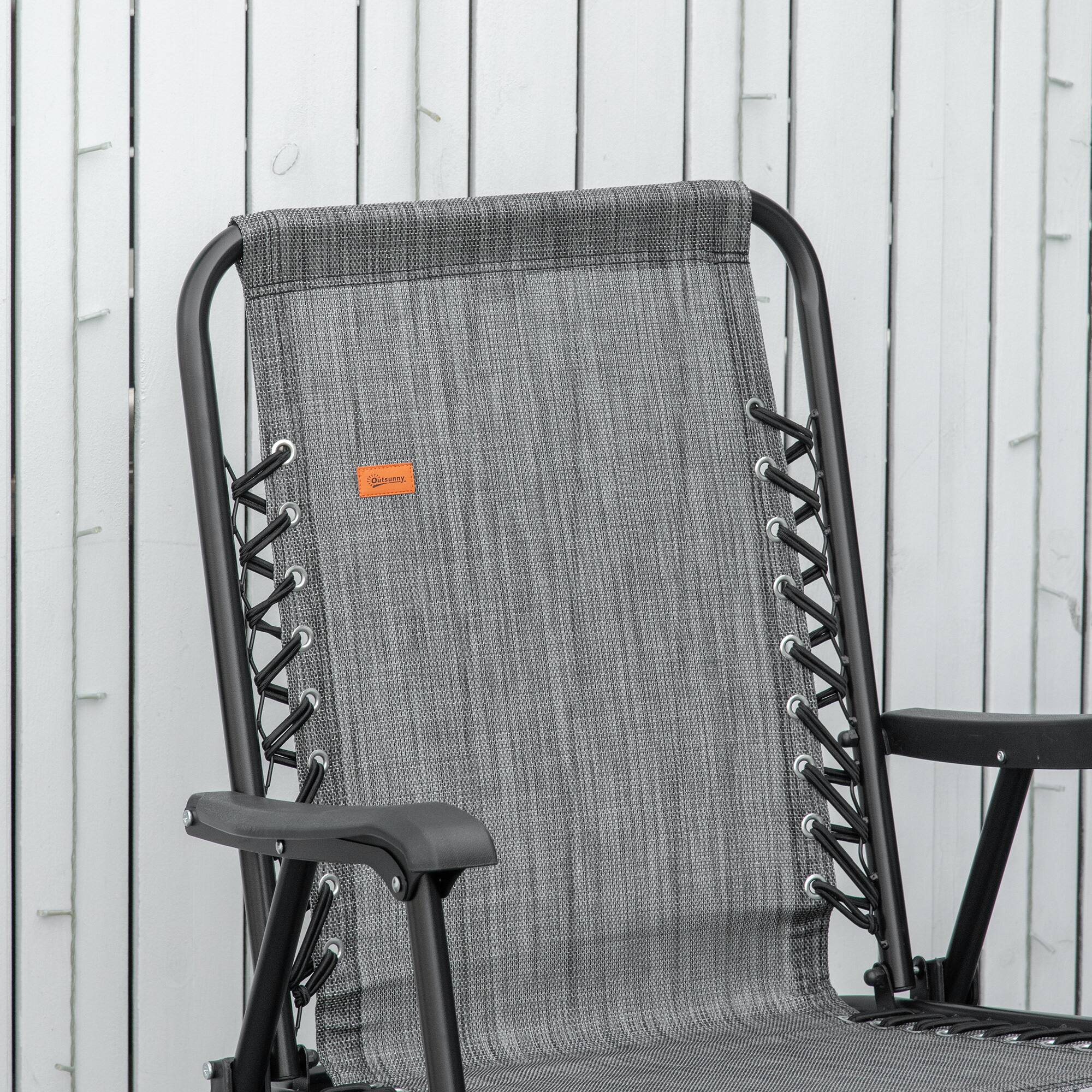 Alt View 7. Outsunny - Folding Chair, Sling Suspension Chair for Deck, Camping, Sports Events, Patio, Beach & Pool - Gray.