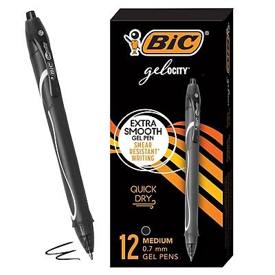 BIC - Gel-ocity Quick Dry Retractable Gel Pen, Medium Point, 0.7 mm, 12/Pack - Black Ink
