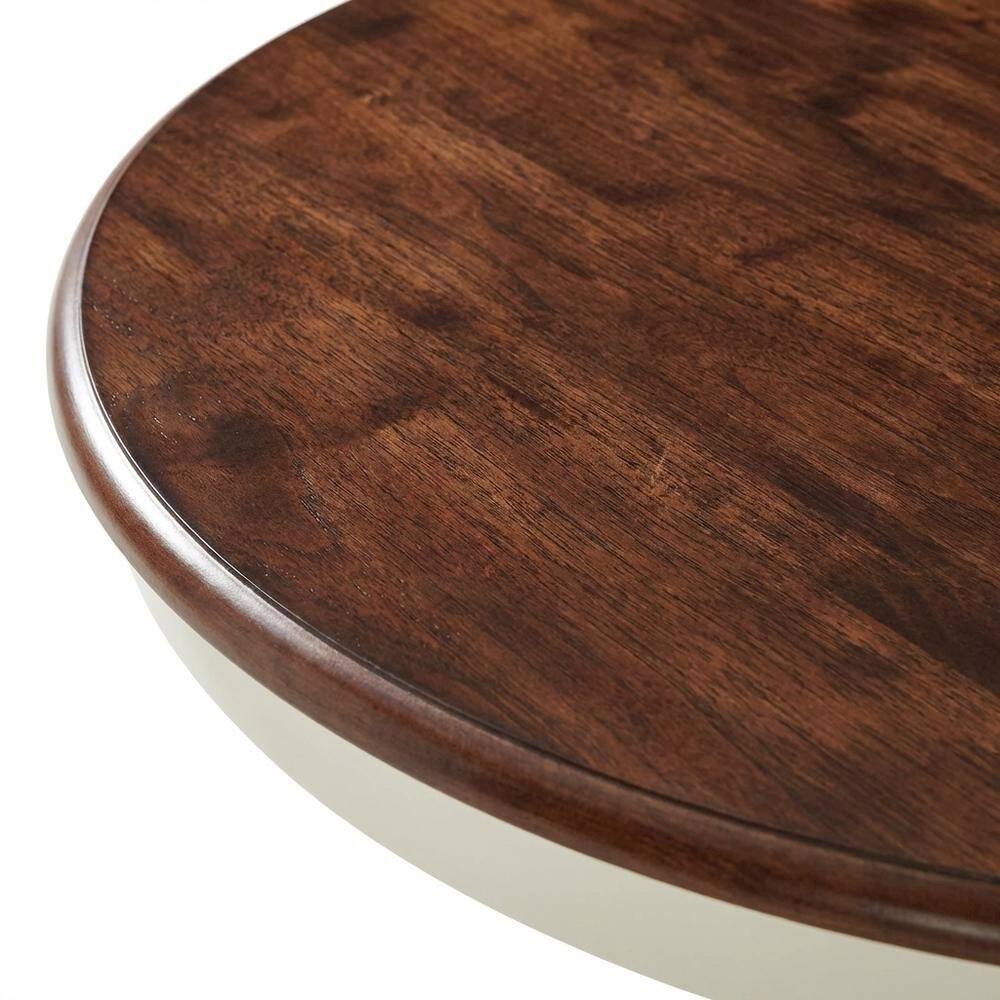 Alt View 3. FurniFact - Distressed White Round Dining Table - Distressed White.