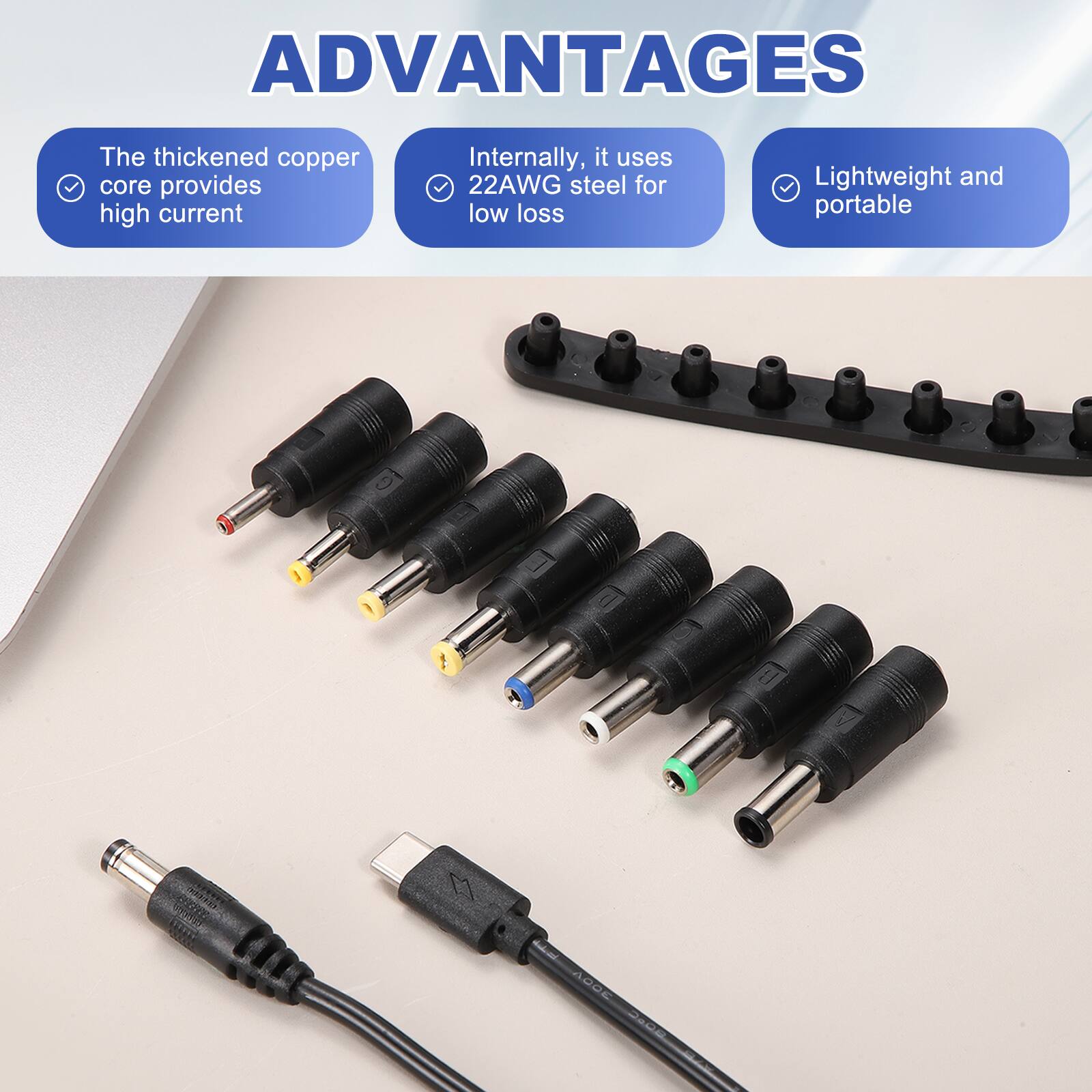 ADVANTAGES

- The thickened copper core provides high current
- Internally, it uses 22AWG steel for low loss
- Lightweight and portable