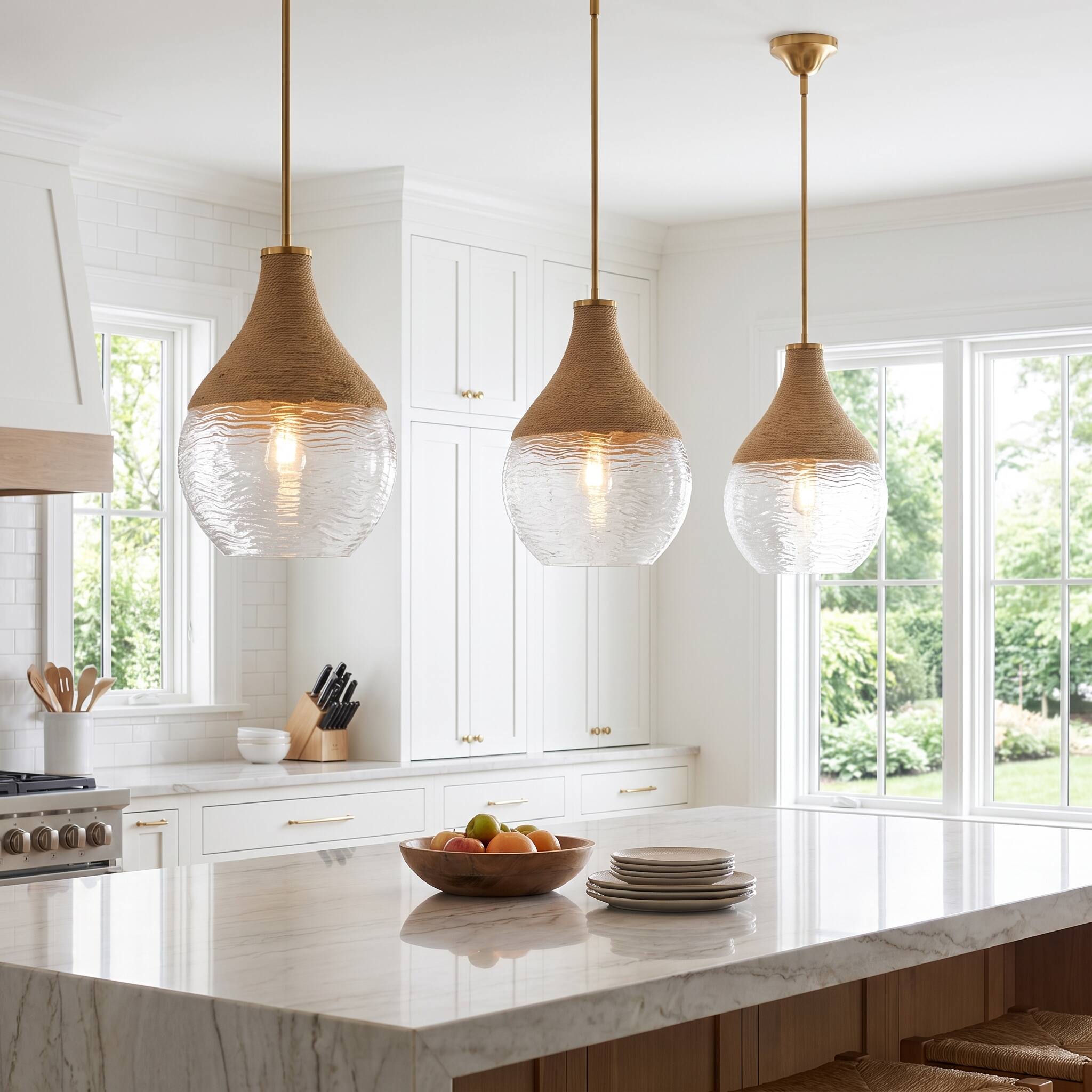 Angle. Parrot Uncle - 13" Modern 1-Light Natural Hand-Woven Hemp Rope Hanging Lamp Pendant Light - Brass.