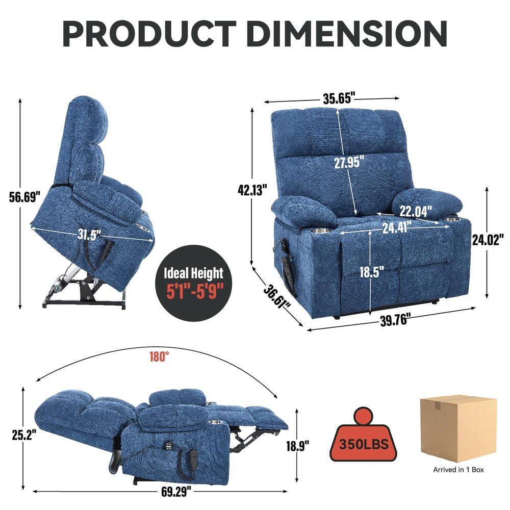 **PRODUCT DIMENSION**

- **Reclined Position:**
  - Width: 69.29"
  - Height: 25.2"
  - Depth: 35.65"
  - Seat Height: 18.9"
  - Seat Depth: 24.41"
  - Back Height: 56.69"
  - Back Width: 31.5"
  - Armrest Height: 39.76"
  - Armrest Width: 22.04"
  - Footrest Height: 18.5"
  - Footrest Width: 36.61"

- **Upright Position:**
  - Width: 35.65"
  - Height: 27.95"
  - Depth: 24.02"
  - Seat Height: 18.5"
  - Seat Depth: 24.41"
  - Back Height: 42.13"
  - Armrest Height: 22.04"
  - Armrest Width: 24.02"
  - Footrest Height: 18.5"

