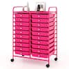 Front. Costway - Costway 20 Drawers Rolling Storage Cart Art Craft Organizer on Wheels Multipurpose - Hot Pink.