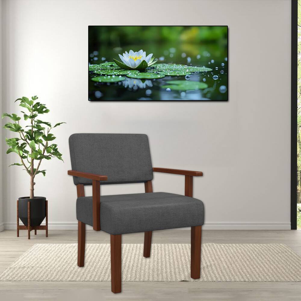 Hivvago - Modern Upholstered Accent Chair with Solid Wood Frame for Living Room - Gray