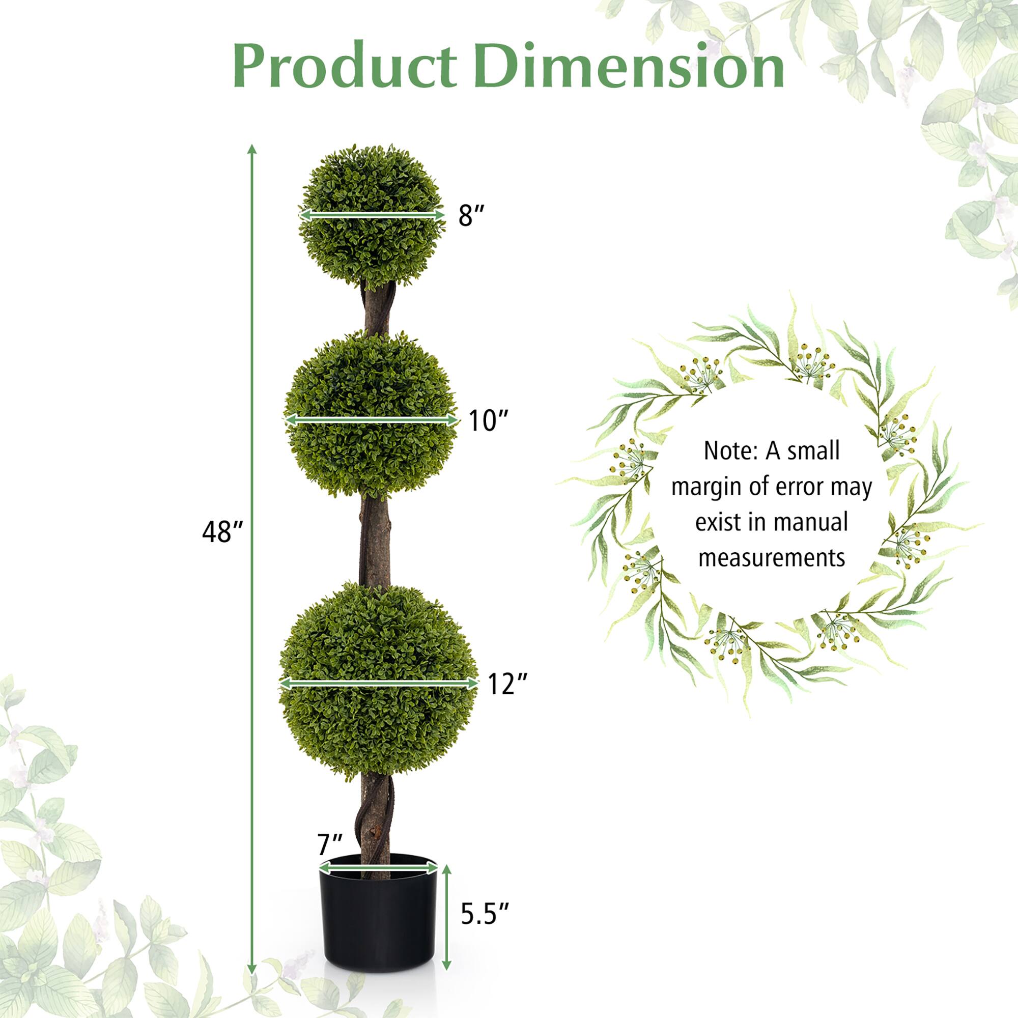 Product Dimension

- 8"
- 10"
- 12"
- 48"
- 7"
- 5.5"

Note: A small margin of error may exist in manual measurements
