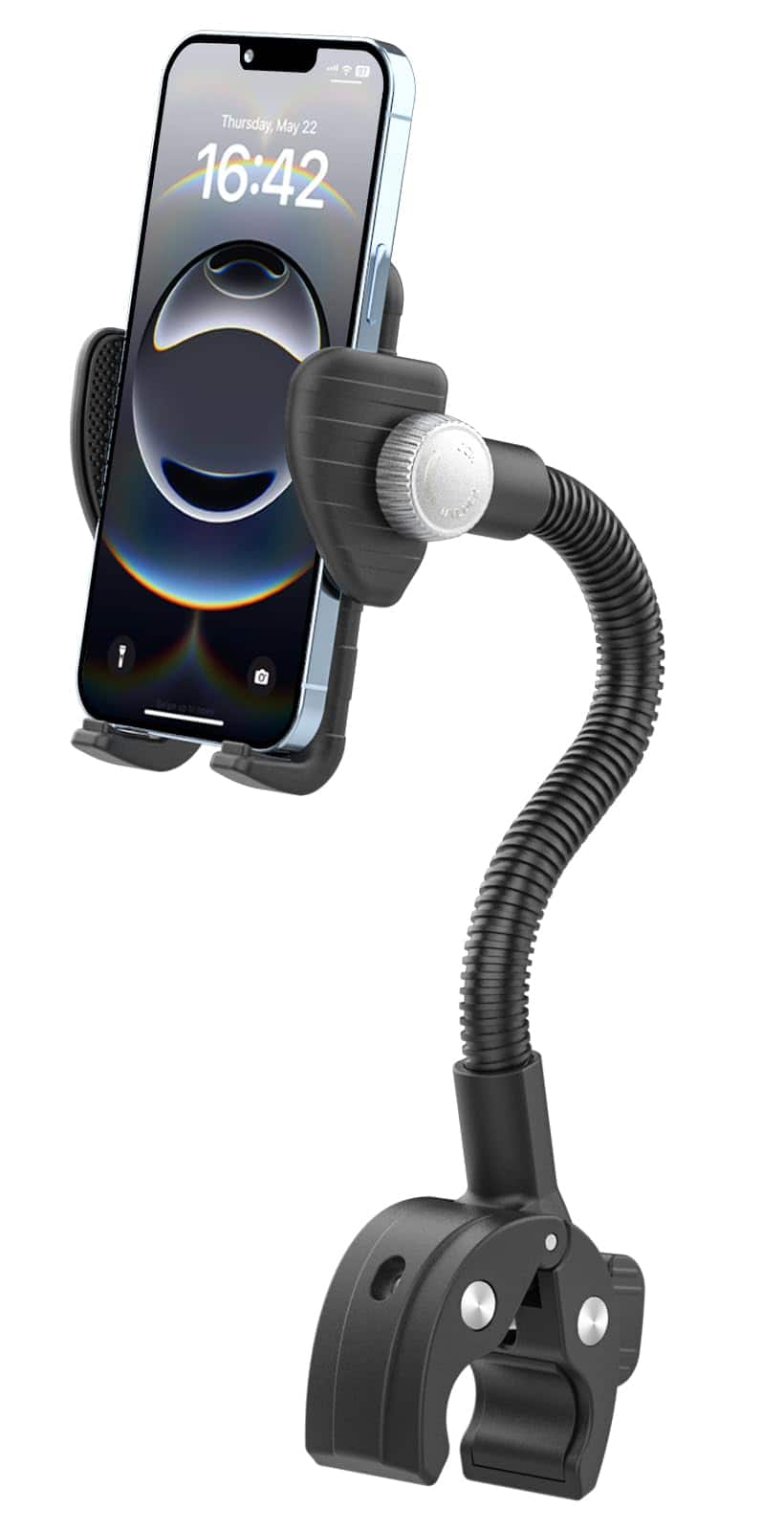 PO3TICJUNKI3 - Gooseneck Phone Holder Mount For Wheelchair stroller boat treadmill spin Bike mic Stand Cell Handlebar Clamp - Default