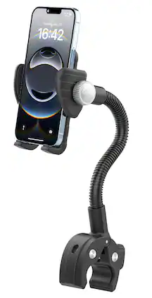 PO3TICJUNKI3 - Gooseneck Phone Holder Mount For Wheelchair stroller boat treadmill spin Bike mic Stand Cell Handlebar Clamp - Default
