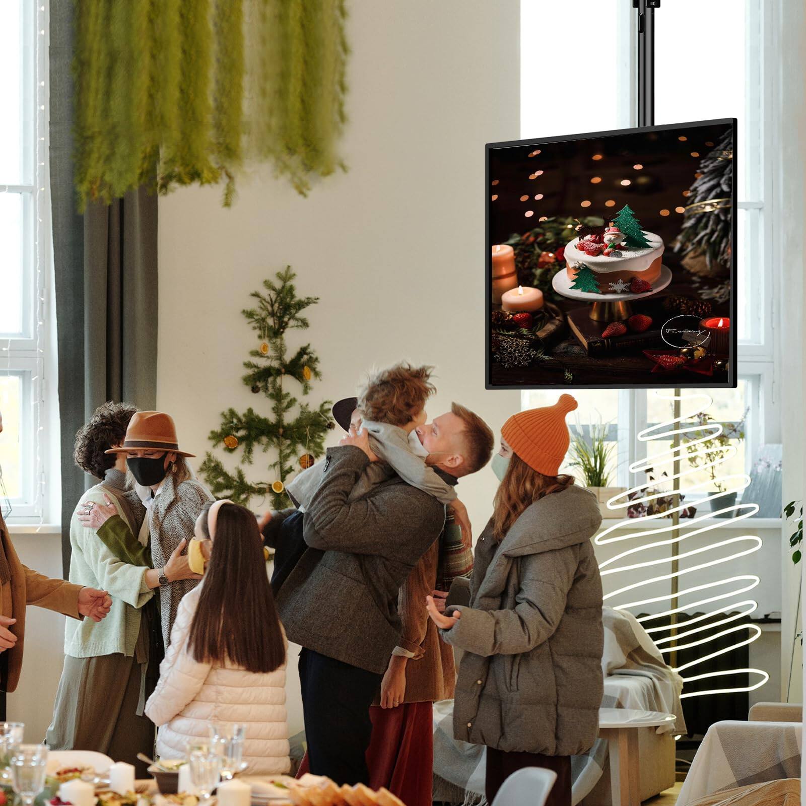 Alt View 6. Earthley Blooms - Tv Ceiling Mount Flat Screen Fits Lcd Led Oled Tvs Monitor Pole Up s Max Vesa Hanging Adjustable Television - Default.