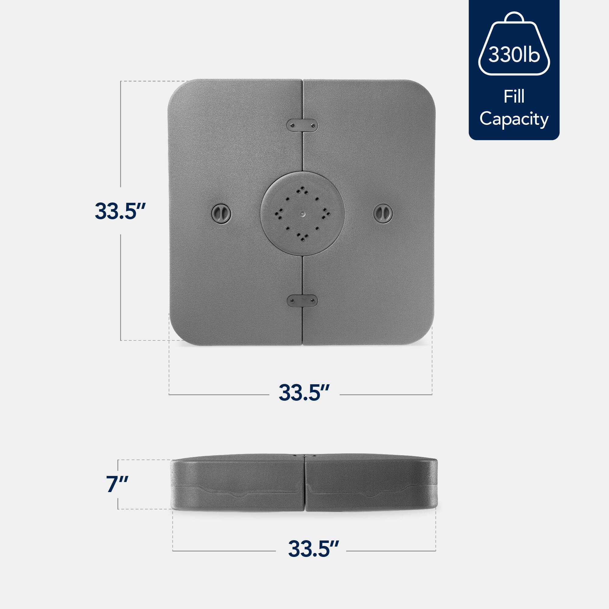 330lb Fill Capacity, 33.5" x 33.5" x 7"