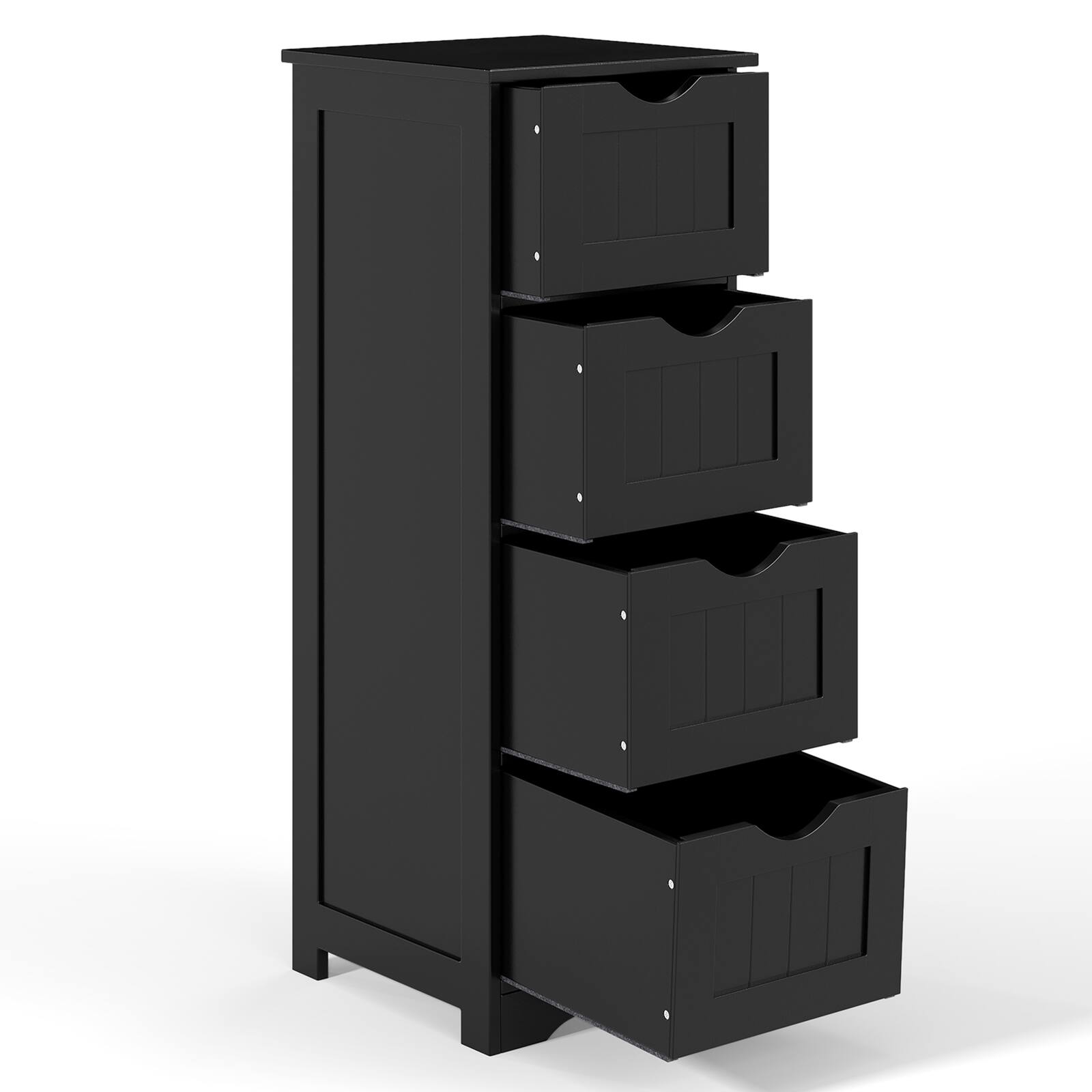 Alt View 9. Gymax - Gymax Bathroom Floor Cabinet Freestanding Narrow Side Storage Organizer w/ 4 Drawers - Black.