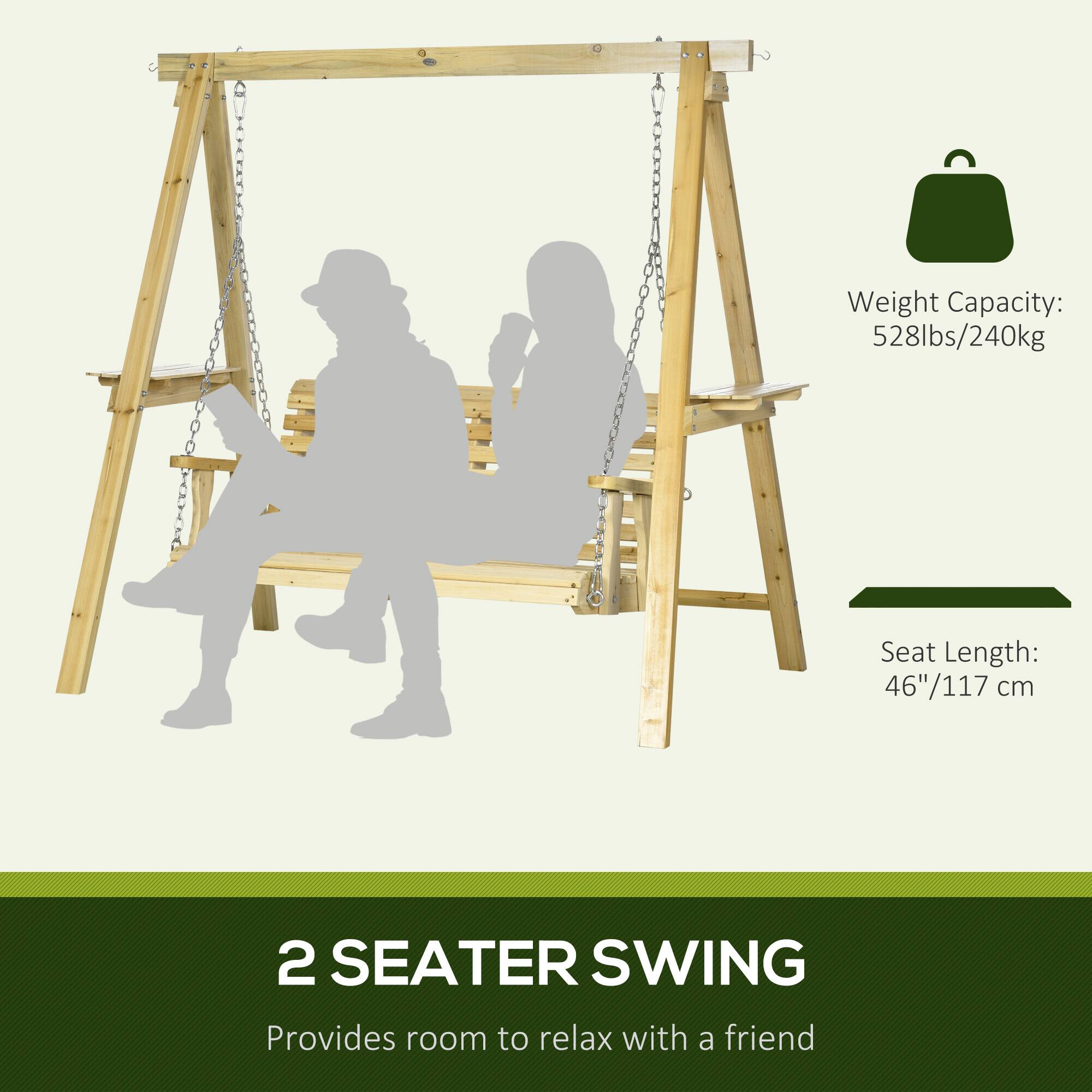 Weight Capacity: 528lbs/240kg
Seat Length: 46"/117 cm
2 SEATER SWING
Provides room to relax with a friend