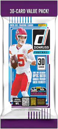 30-CARD VALUE PACK!
2025 NFL TRADING CARDS
PANINI
DONRUSS FOOTBALL
30 CARDS
LOOK FOR EXCLUSIVE OPTIC RATED ROOKIES PREVIEW GREEN VELOCITY!
OFFICIAL PANINI NFTs
BUY, SELL, AUCTION YOUR CARD ALL ON PANINI BLOCKCHAIN TECHNOLOGY!
NO PURCHASE NECESSARY SEE BACK FOR DETAILS
SUPER BOWL LX
PANINIKIDREPORTER.COM
KID REPORTER