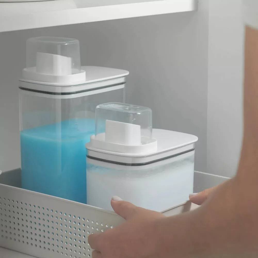 Back. OU - OU Laundry Detergent Dispenser with Measuring Cap, Liquid Laundry Soap & Fabric Softener Dispenser - Clear.