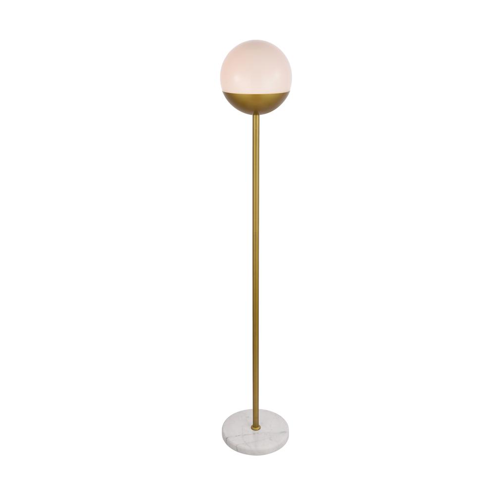 Alt View 2. Living District - Eclipse 1 Light Brass Floor Lamp With Frosted White Glass - Brass And Frosted White.