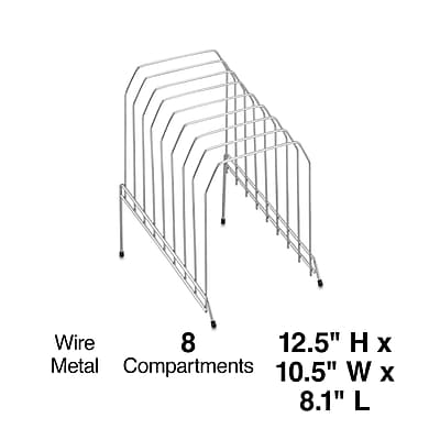 Wire Metal  
8 Compartments  
12.5" H x 10.5" W x 8.1" L