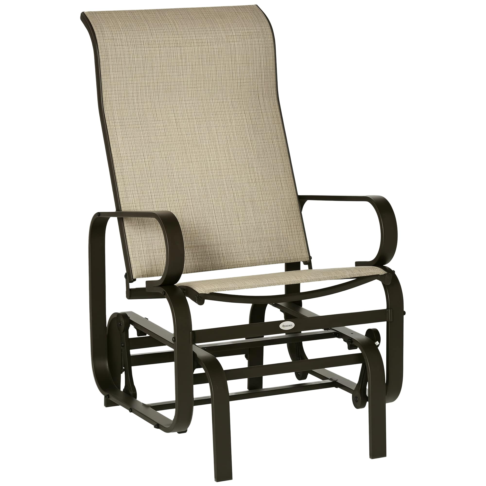Outsunny - Outdoor Glider Chair, Gliders for Outside Patio with Smooth Rocking Mechanism and Lightweight Construction - Sand