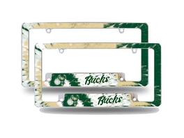 Rico Industries - Milwaukee Bucks Chrome Metal (Set of 2) License Plate Frames with Bold Tie Dye Design - Multi