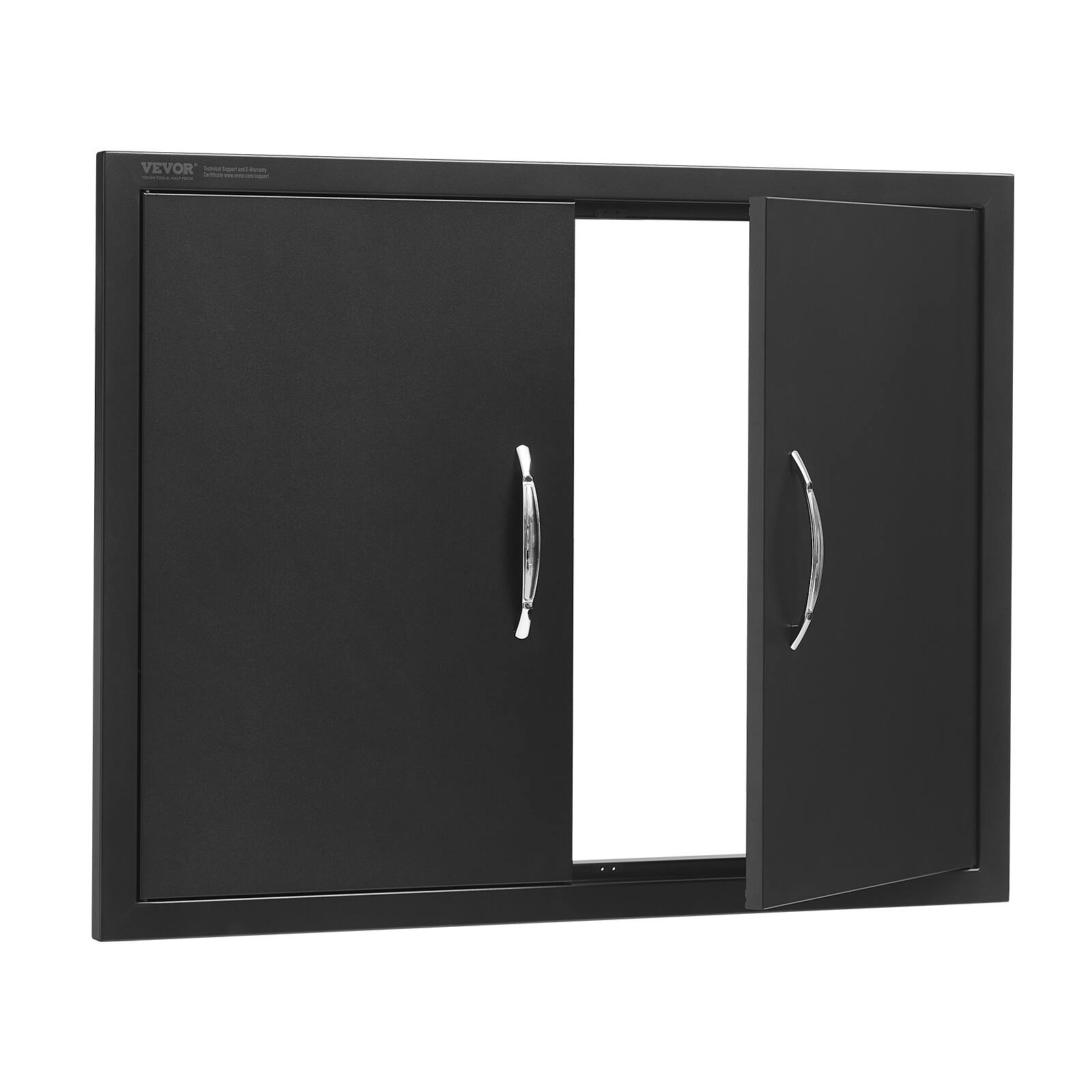 Alt View 5. VEVOR - BBQ Access Door, 788x610 mm Double Outdoor Kitchen Door, Cold Plate Flush Mount Doors, Wall Vertical Doors with Handles - Black.