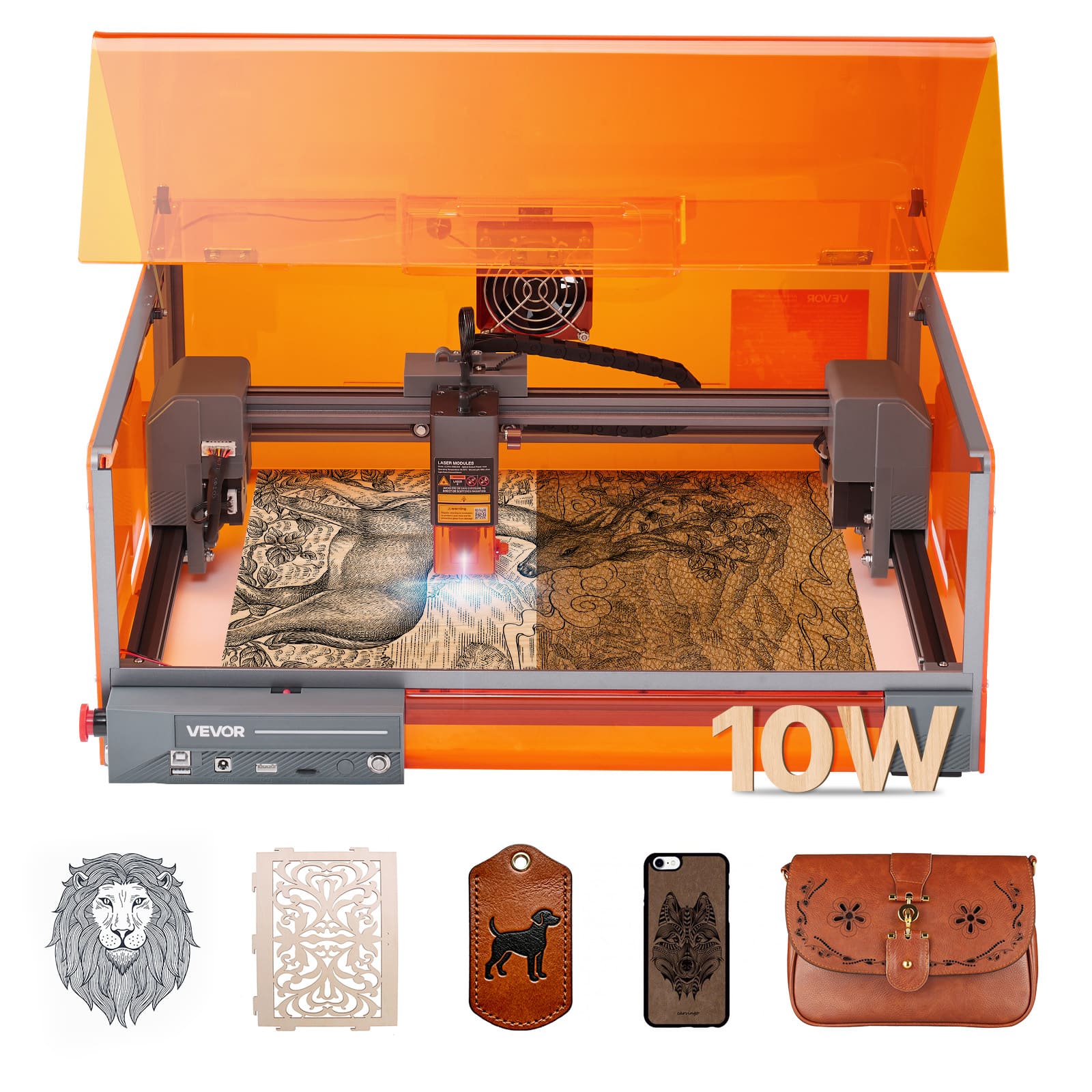 VEVOR - Laser Engraver, 10W, Laser Engraving and Cutting Machine with Enclosure, Laser Cutter Engraver Machine