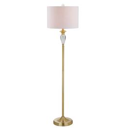 Jonathan Y - Evelyn 60" Crystal / Metal LED Floor Lamp - Brass Gold/Clear