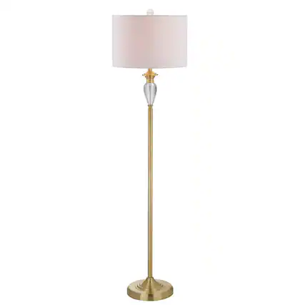 Front. Jonathan Y - Evelyn 60" Crystal / Metal LED Floor Lamp, Brass Gold/Clear - Brass Gold/Clear.