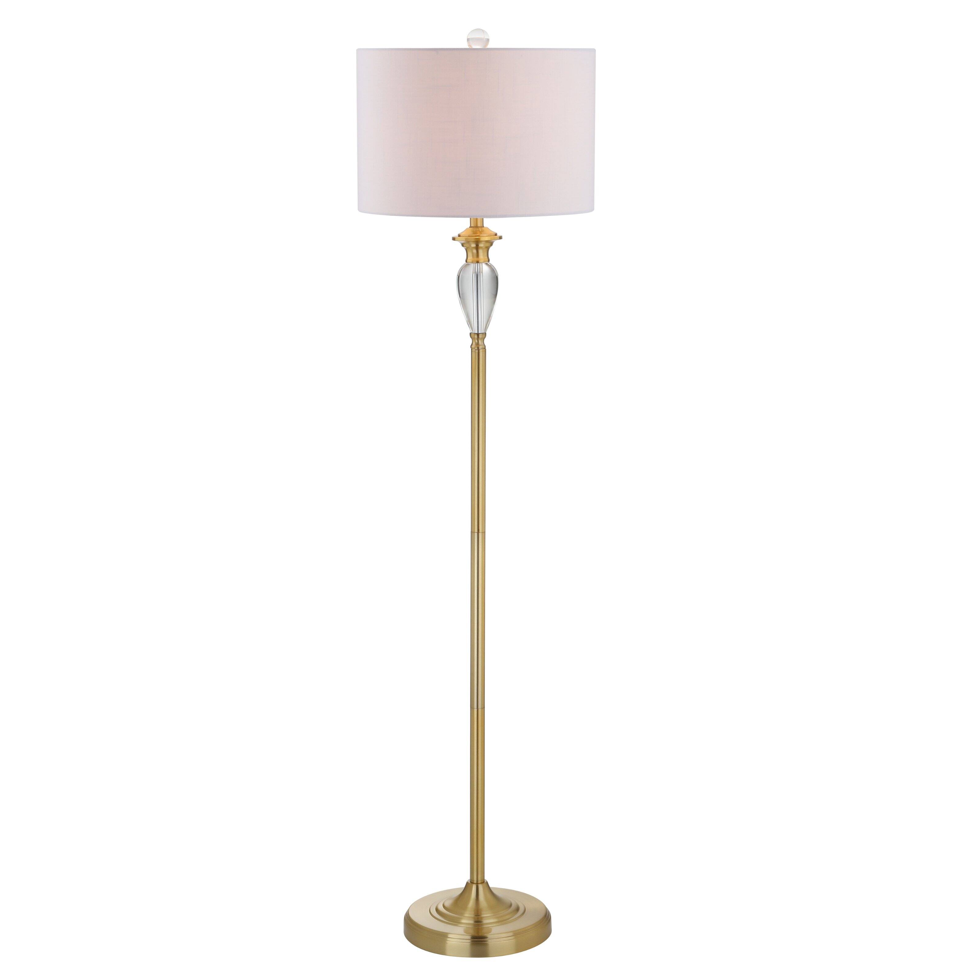 Front. Jonathan Y - Evelyn 60" Crystal / Metal LED Floor Lamp, Brass Gold/Clear - Brass Gold/Clear.