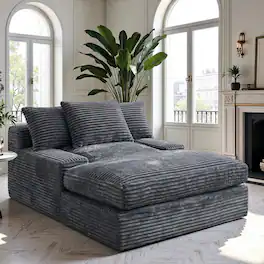 Dyonery - 69'' Oversized Corduroy Upholstered Armless Sofa Bed,Chaise Lounge Reading Chairs, Cozy Lazy Couch for Living Room, Gray - Gray