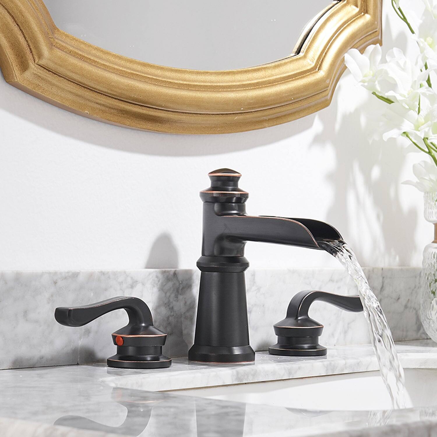 Alt View 2. Boyel Living - Classic Retro 8 Inch Widespread 2 Handle Bathroom Faucet with Drain Assembly in Oil Rubbed Bronze - Oil Rubbed Bronze.
