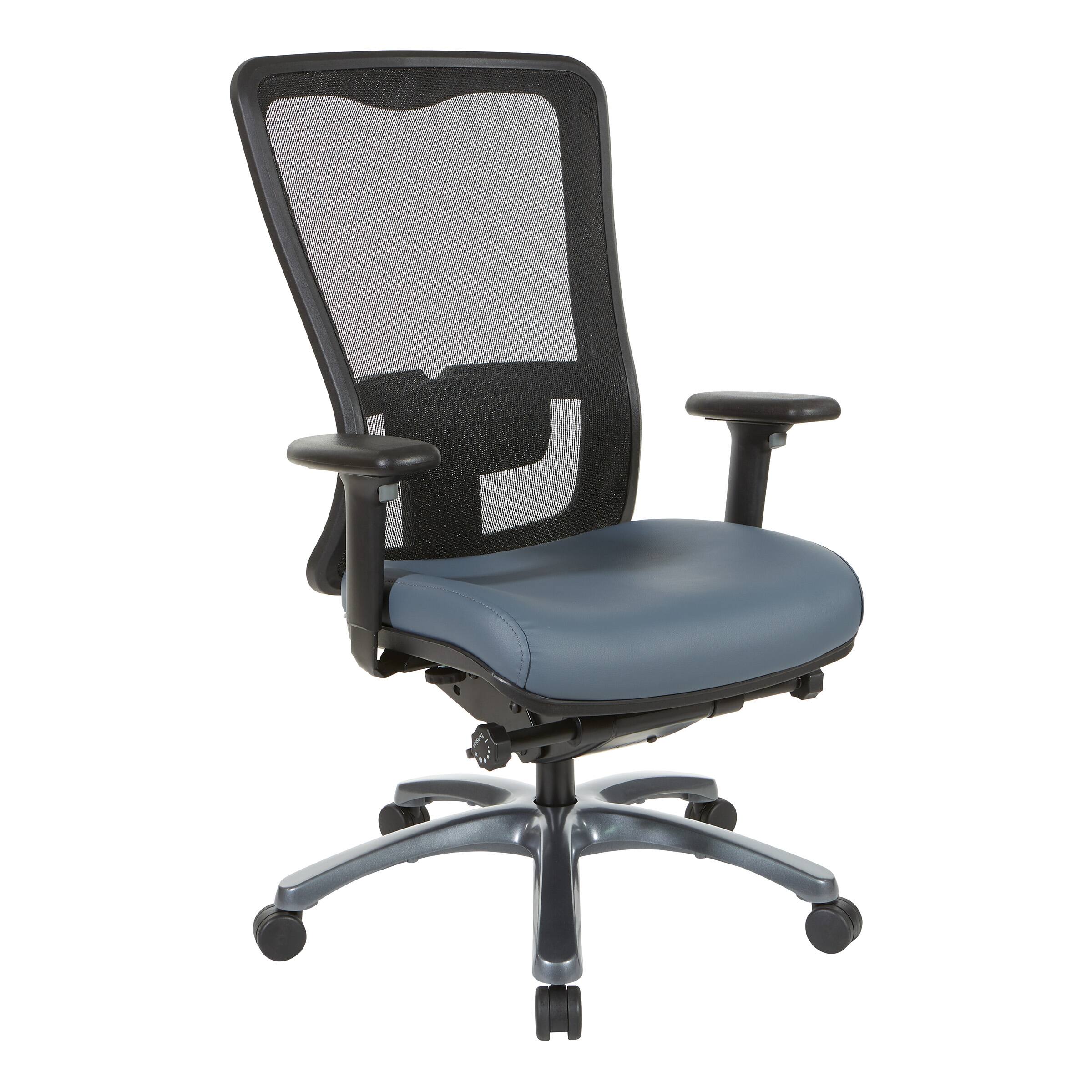 Angle. OSP Home Furnishings - ProGrid High Back Chair in Dillon Blue - Blue.