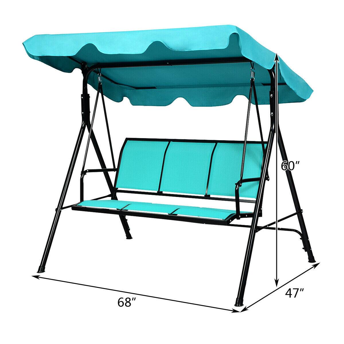 Alt View 2. Gymax - Gymax Outdoor Swing Canopy Patio Swing Chair 3 Person Canopy Hammock Blue - Blue.