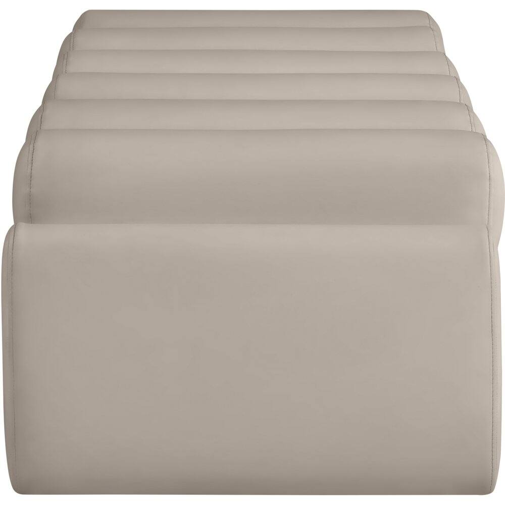 Alt View 3. Meridian Furniture - Rumble Taupe Vegan Leather Bench - Brown.