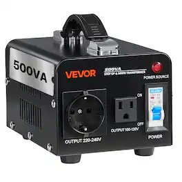 VEVOR - Voltage Converter Transformer, 500VA, Heavy Duty Step Up/Down Power Transformer, Convert from 110V to 220V - Black