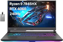 ASUS - ROG Strix G17 17.3" Gaming Laptop,Ryzen 9-7845HX,64GB DDR5,2TB SSD,GeForce RTX 4060,Win 11,32GB USB Card - Gray