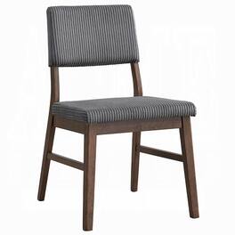 Manhattan Lane - Koen Dining Side Chair Set of 2, Dark Gray Corduroy - Dark Gray, Walnut Brown