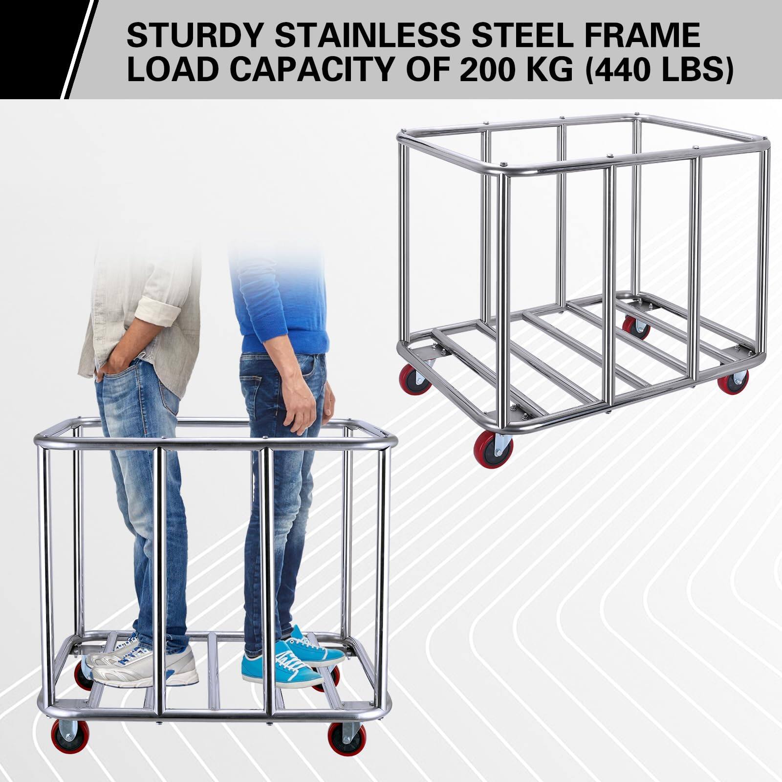 STURDY STAINLESS STEEL FRAME  
LOAD CAPACITY OF 200 KG (440 LBS)