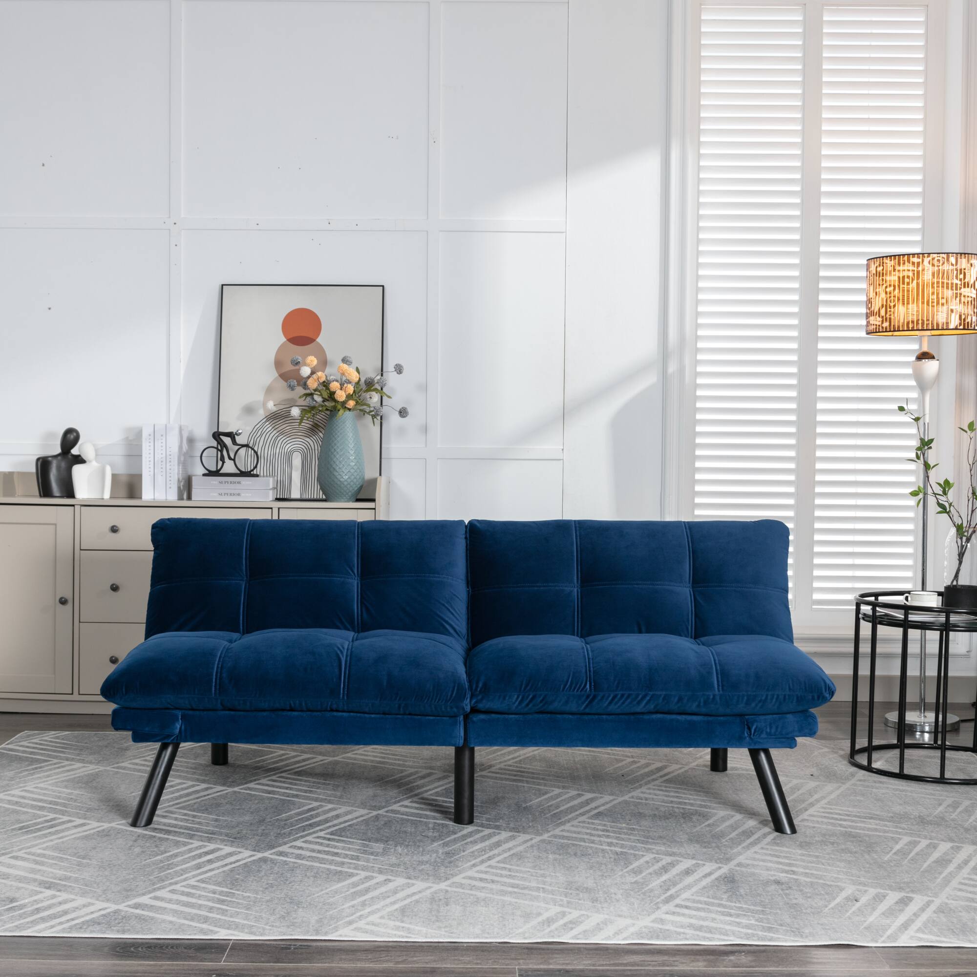 Alt View 6. GOODSILO - Convertible Folding Sofa Bed with Adjustable Armrests and Backrest for Small Spaces - Navy Blue.