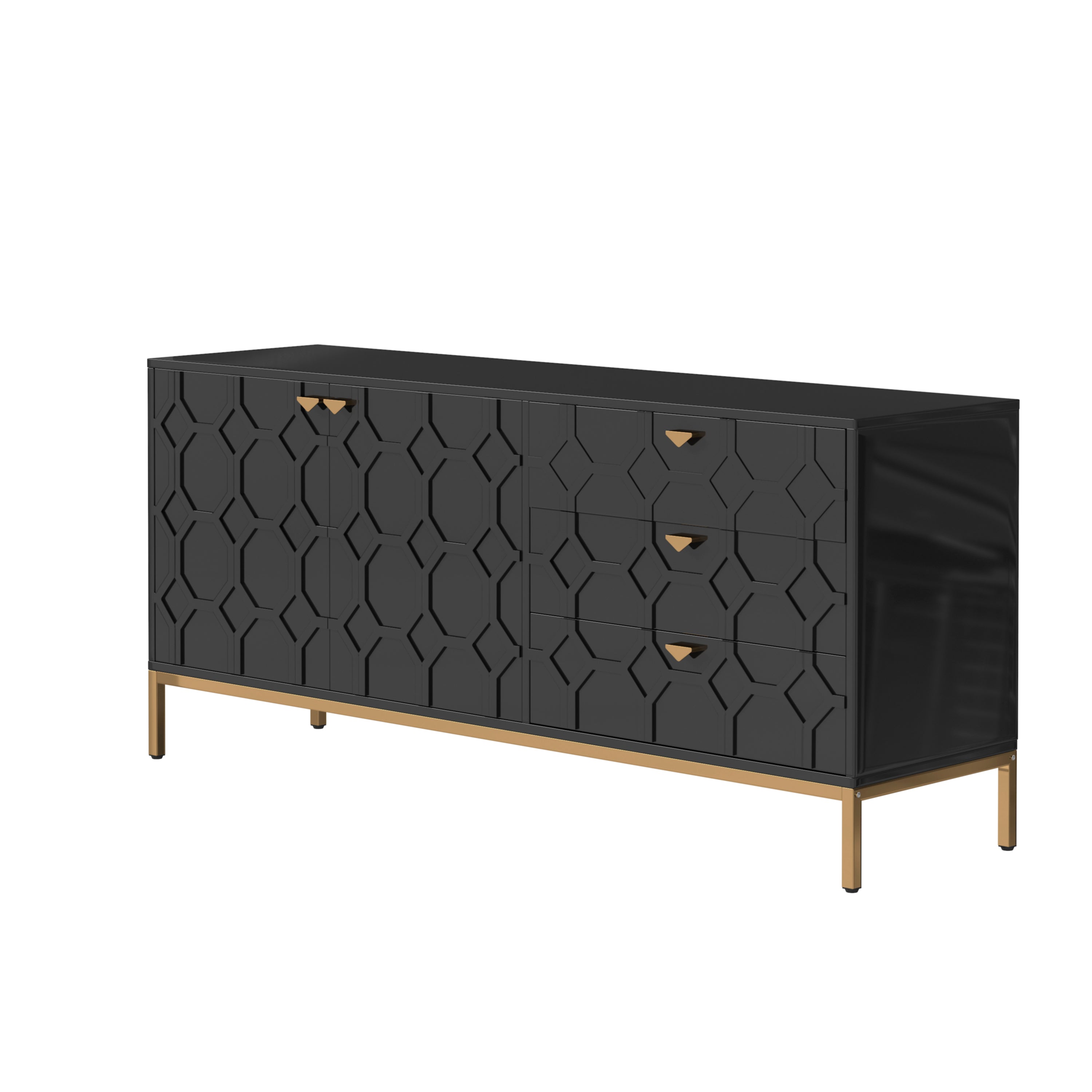 Alt View 1. Boyel Living - Stylish 2-Door and 3-Drawer TV Cabinet - Black.