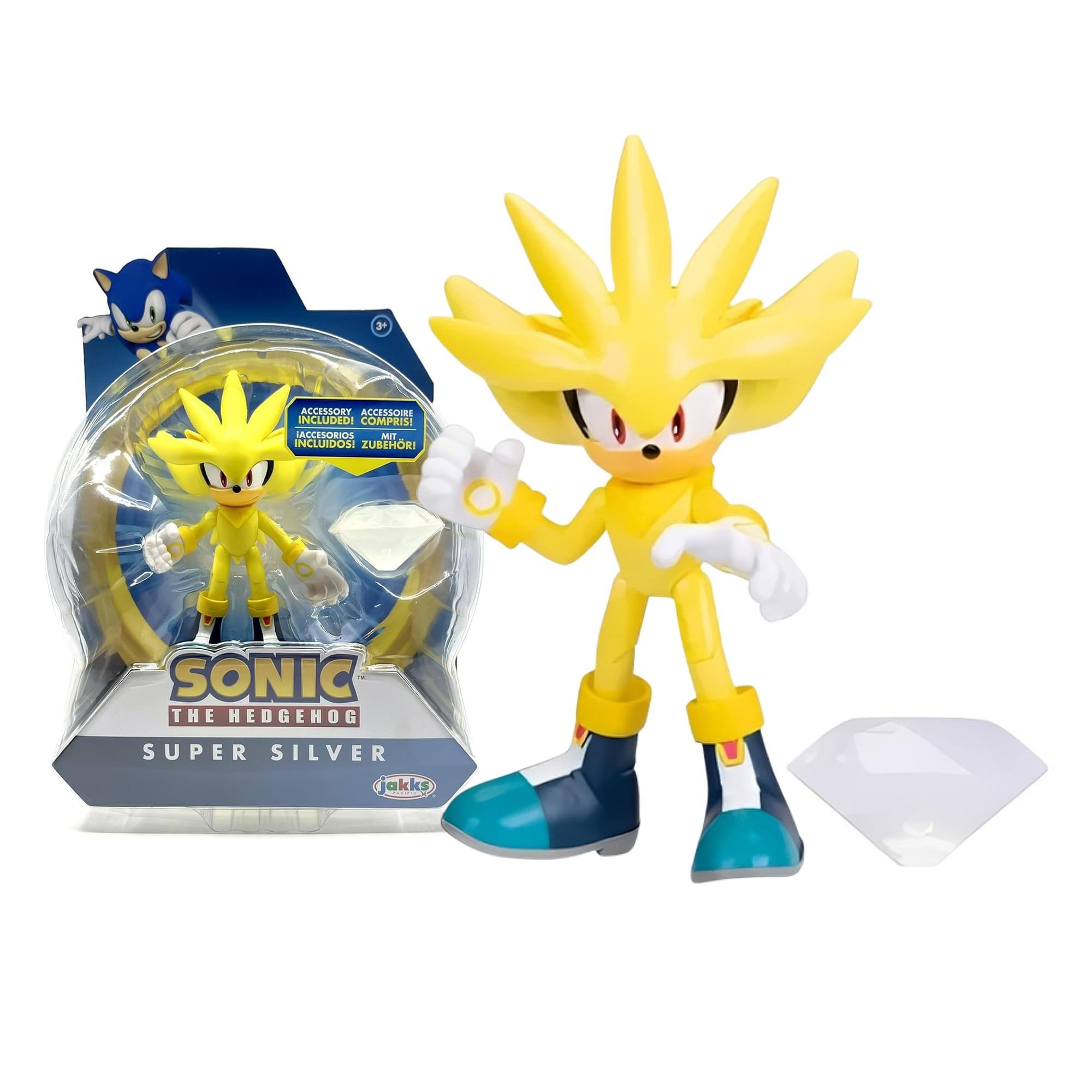 Sonic The Hedgehog 4-Inch Action Figure | Super Silver with White Emerald