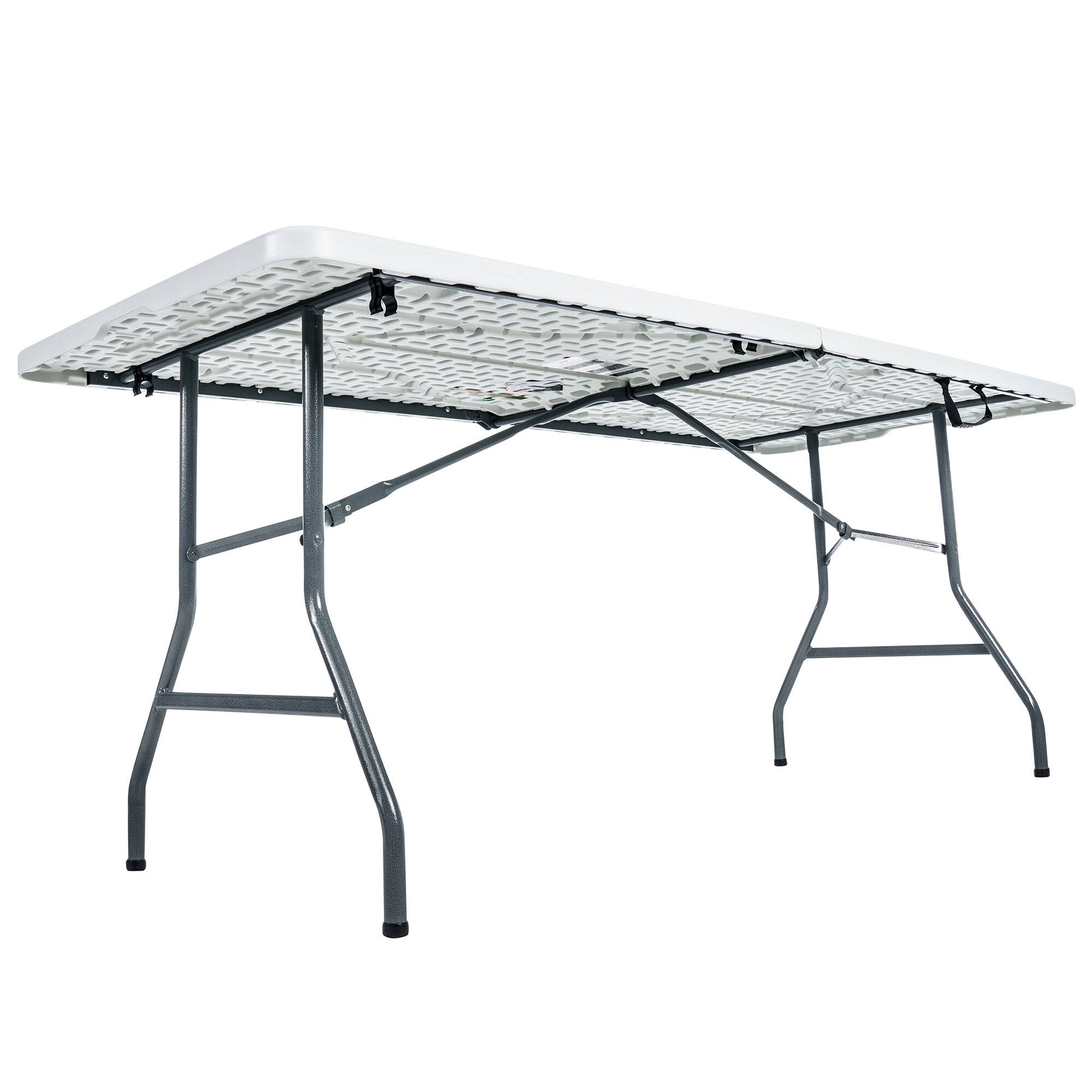 Alt View 8. Peakform - Peakform Compact Fold In Half Banquet Table for Indoor Outdoor Use, 6 Ft, White - White.