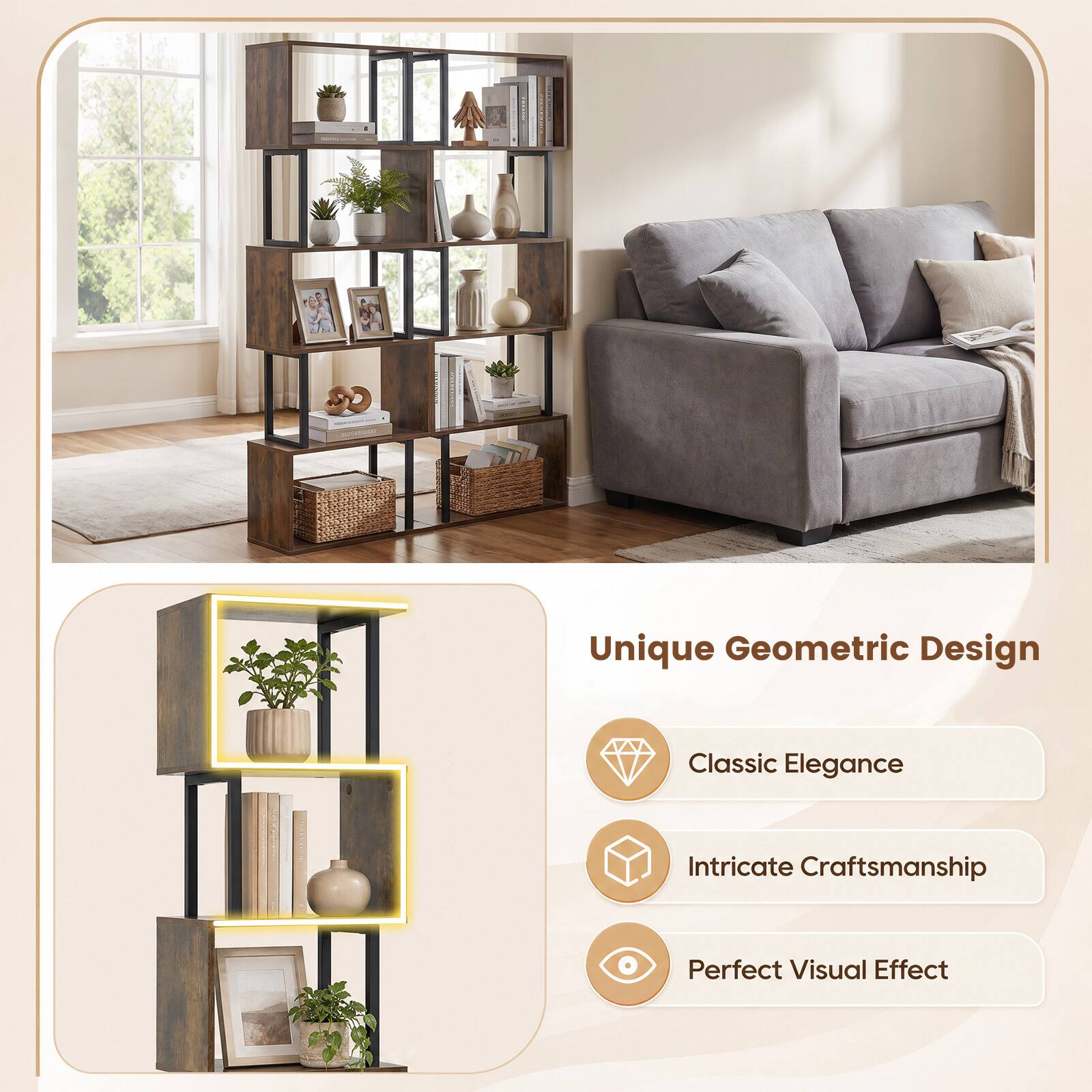 Unique Geometric Design  
Classic Elegance  
Intricate Craftsmanship  
Perfect Visual Effect