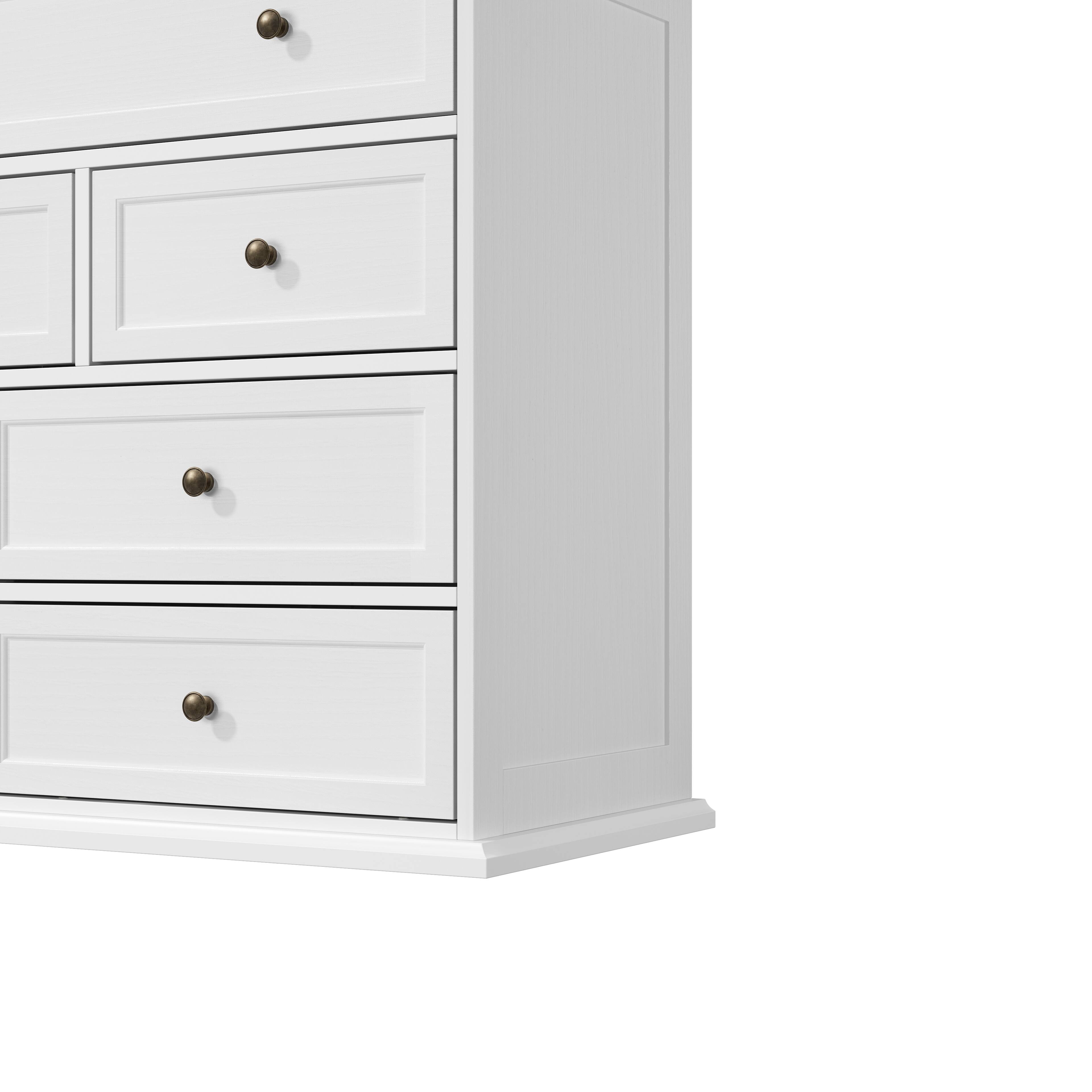 Alt View 3. Famapy - 12-Drawer Wide Dresser for Bedroom, European-Style Chest of Drawers with Quiet-Glide Slides - White & Cherry Brown.