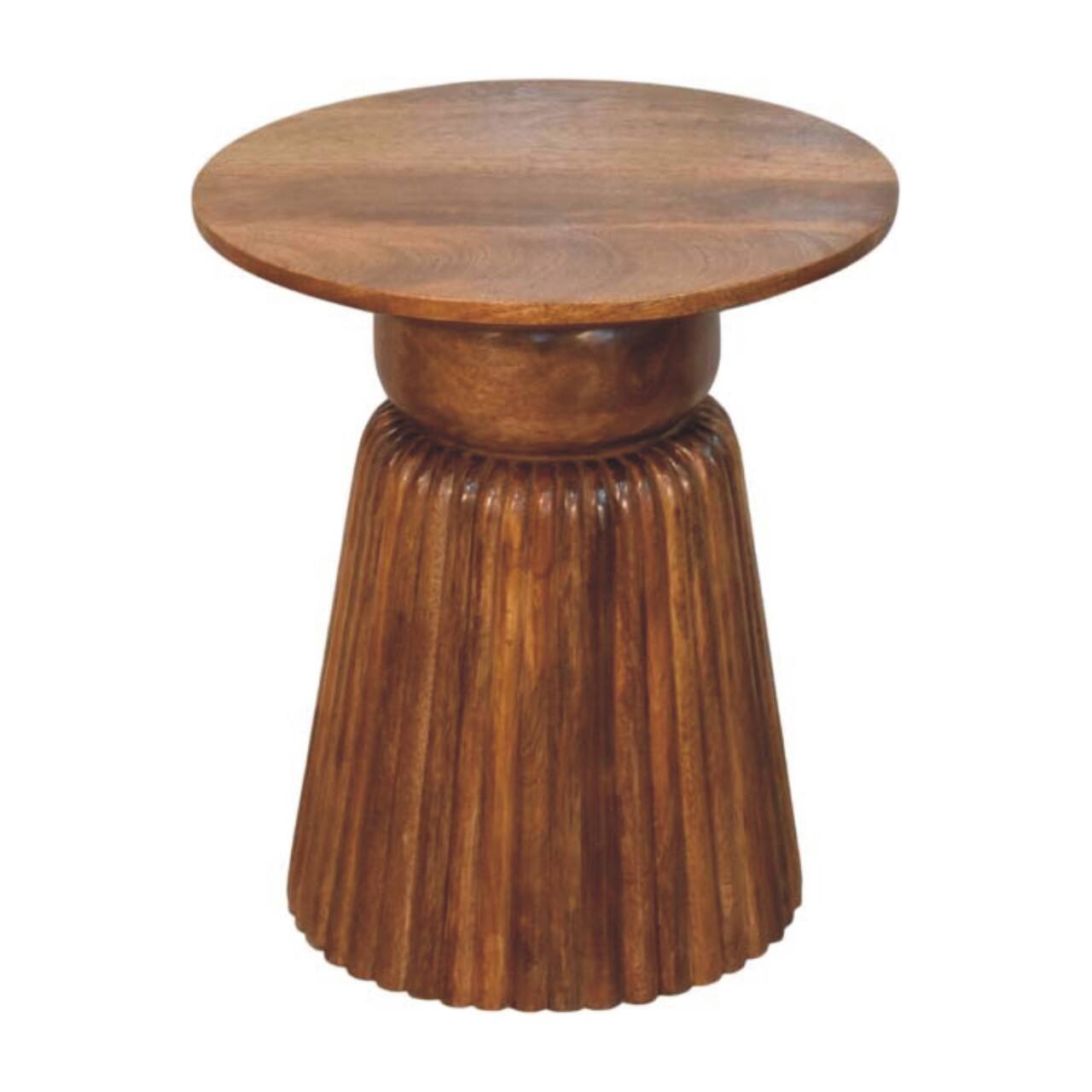 Angle. Artisan Furniture - Artisan Furniture Solid Wood Amber Oak Round Side Table, Top Space, Brown - Brown.