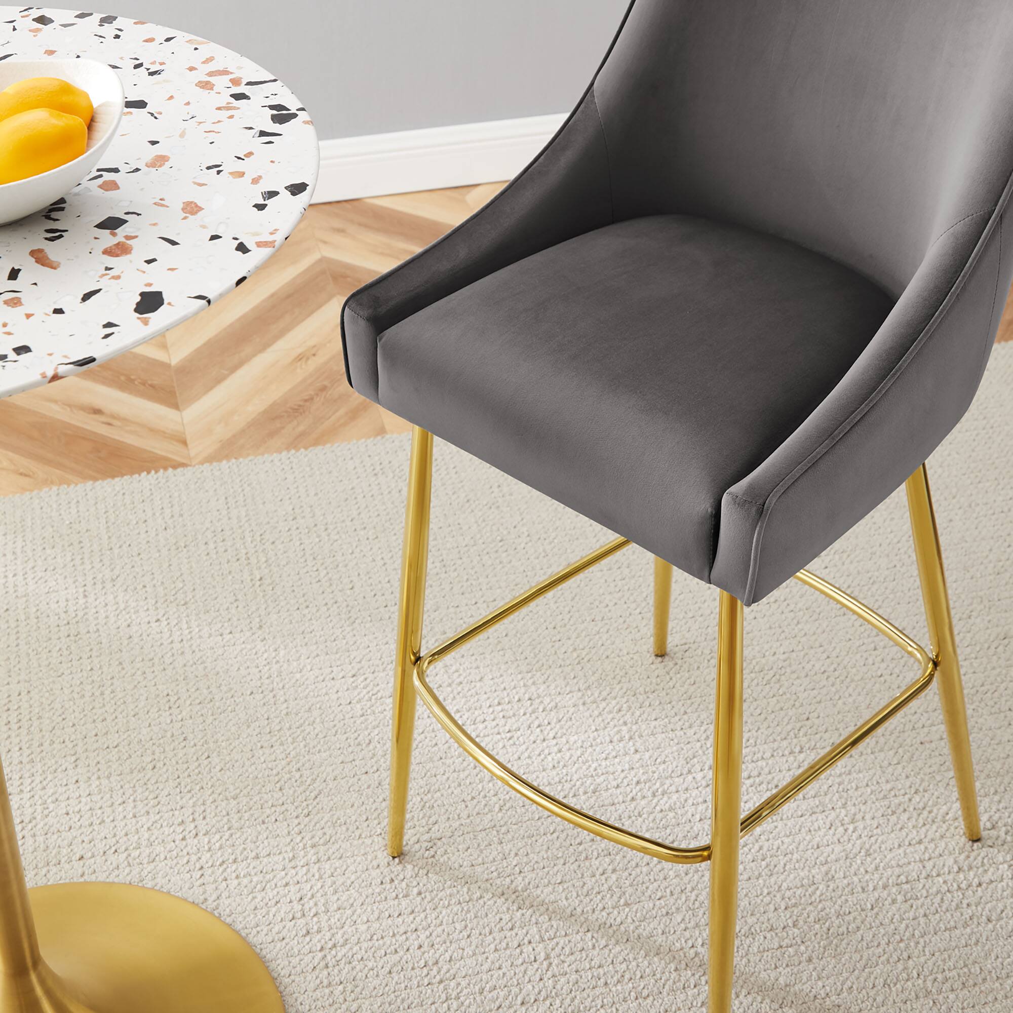 Back. Modway - Discern Performance Velvet Bar Stool by Modway - Gray.