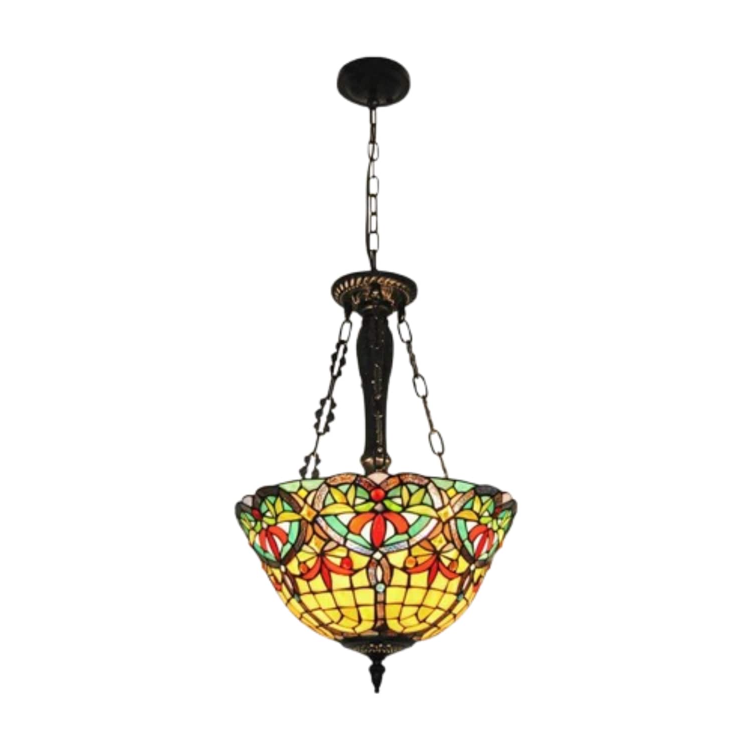 Home Collection - Tiffany Stained Glass Ceiling Light, Flush Mount Chandelier Pendant Fixture, 15.7-inch