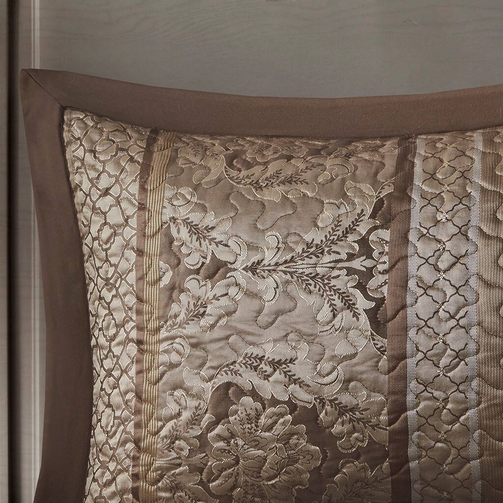 Alt View 2. Gracie Mills - Gracie Mills Bruce 5-Piece Reversible Jacquard Bedspread Set - Brown/Gold.